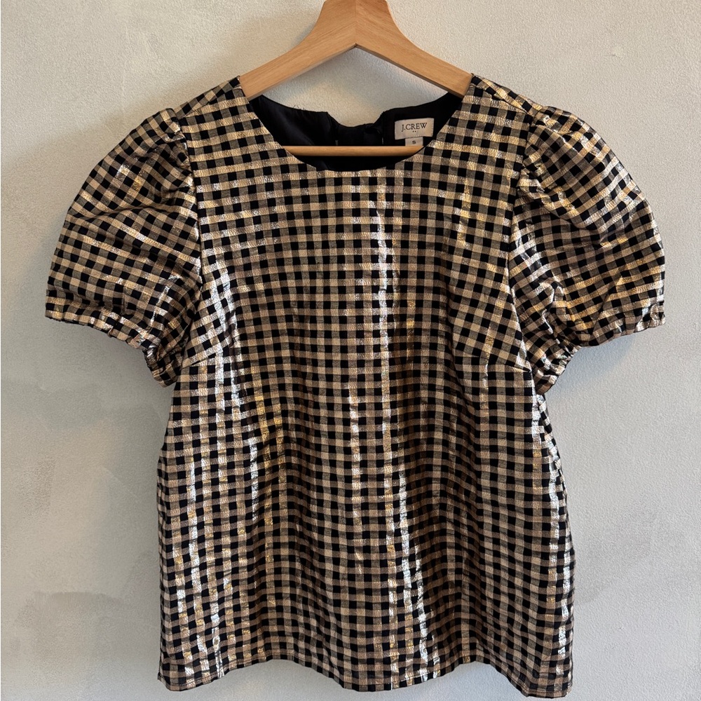 J. Crew - Black & Gold Metallic Top - Size S